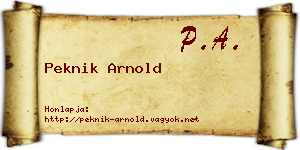 Peknik Arnold névjegykártya